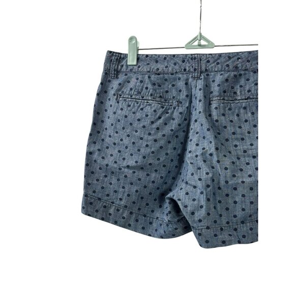 Old Navy Womens Blue Chambray Shorts Cotton Navy Polka Dots Pockets Size 10 - Picture 5 of 8
